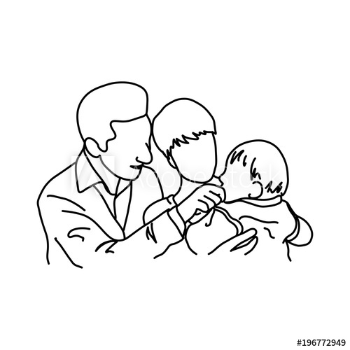 500x500 Father And Mother Holding Their Baby In Arms Vector Illustration - Mother Father And Baby Sketch