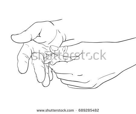 450x380 Line Art Sketch Of Mother Hands Holding Baby Tiny Hand, Happy - Mother Holding Baby Sketch