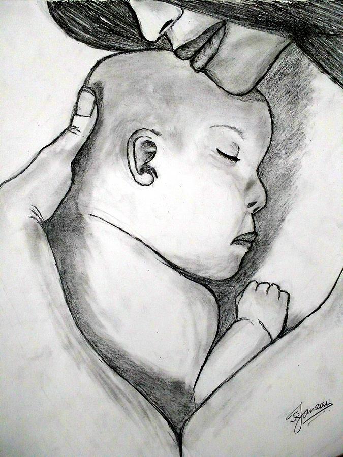 675x900 Mother Holding Baby Drawings Fine Art America - Mother Holding Baby Sketch