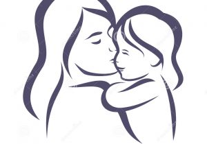 300x210 Mother With Child Sketch Tender Moment Mother Holding Child - Mother Holding Child Sketch