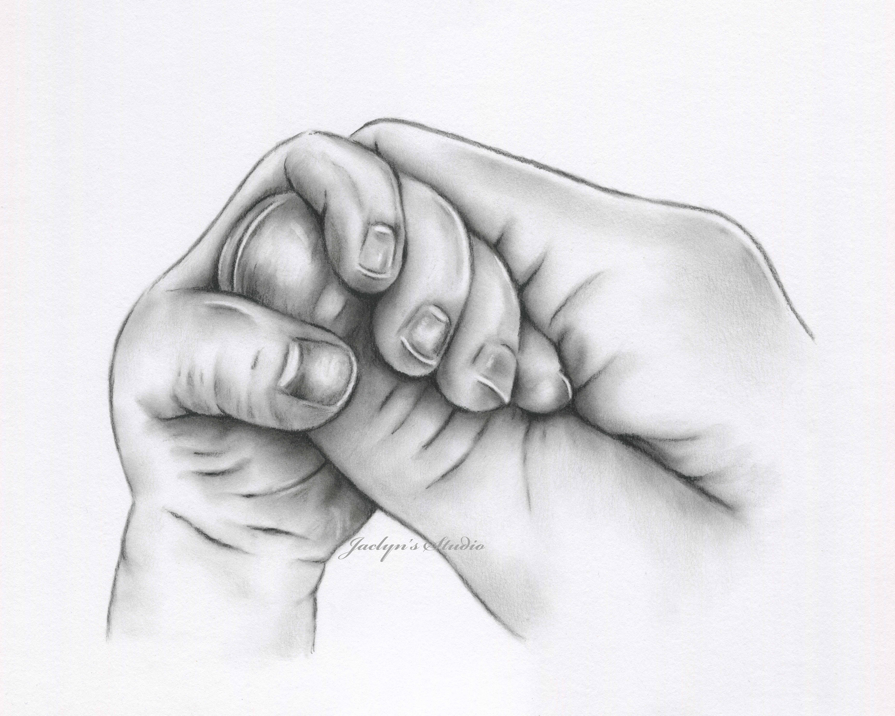 3000x2400 Original Charcoal Drawing Mother And Baby Hands Hands Etsy - Mother Holding Child Sketch