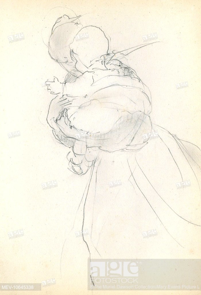 700x1027 Pencil Sketch Of A Mother Holding Her Baby, Stock Photo, Picture - Mother Holding Child Sketch