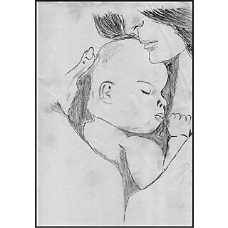320x320 Sketch Of Mother Holding Child - Mother Holding Child Sketch