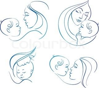 320x287 Mother Holding Baby Illustration - Mother Holding Child Sketch