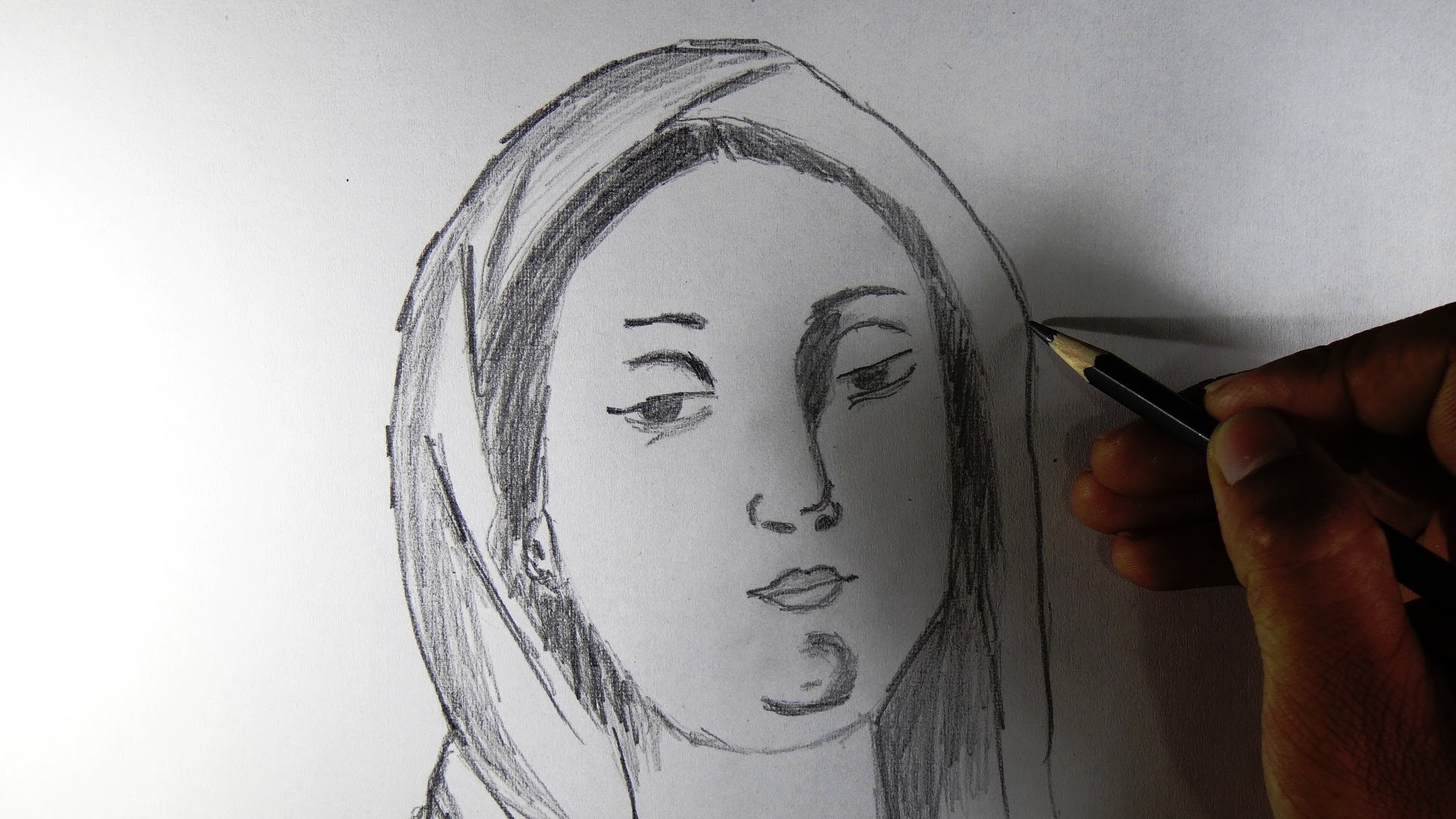 1920x1080 How To Draw Virgin Mary - Mother Mary Sketch