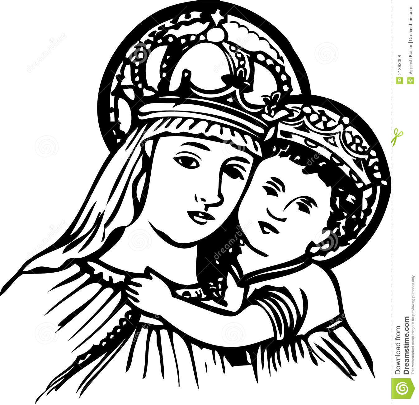 1346x1300 Jesus And Mother Mary Banner Transparent Library - Mother Mary Sketch