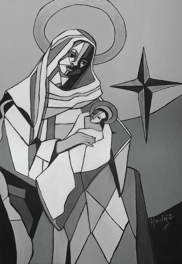 621x900 Mother Mary And Son Jesus Painting By Mary Ducharme - Mother Mary Sketch