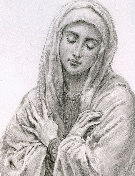 Mother Mary Sketch at PaintingValley.com | Explore collection of Mother ...