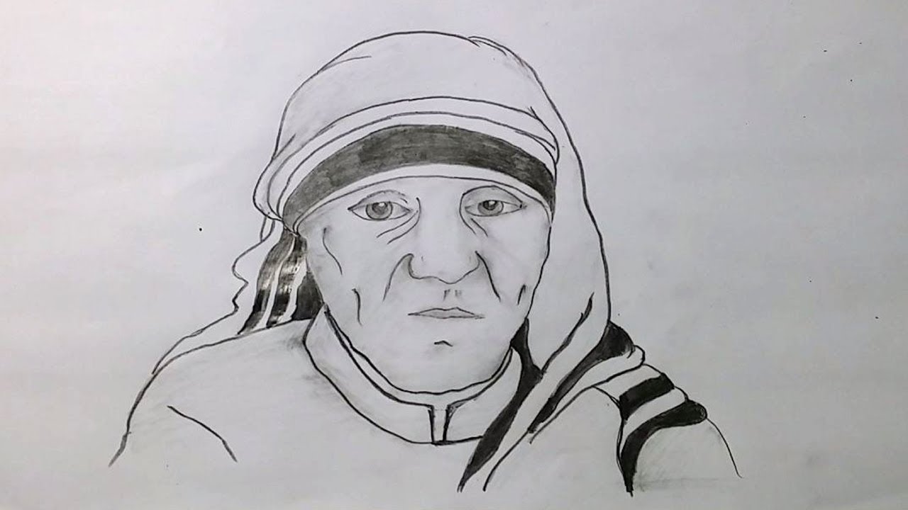 1280x720 How To Draw Mother Teresa Picture With Pencil Sketch Techniques - Mother Sketch