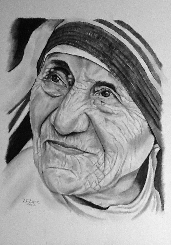 670x960 Mother Teresa High Quality Drawing Drawing Skill - Mother Teresa Sketch
