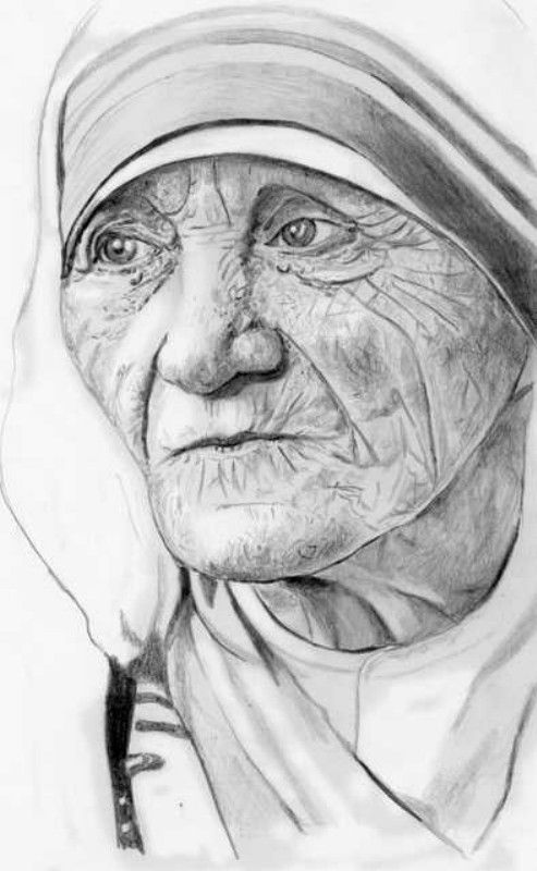 493x800 Mother Teresa Pencil Sketch Portraiture Mother - Mother Teresa Sketch
