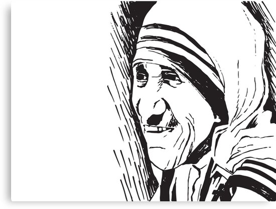 550x417 Mother Teresa Sketch Canvas Prints By Beautyoftruth Redbubble - Mother Teresa Sketch