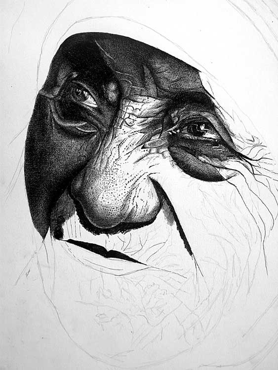 563x750 Through The Eyes Of John Baselmans Step By Step Mother Teresa - Mother Teresa Sketch