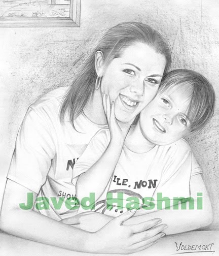 432x504 Mother And Child Pencil Sketches - Mother With Child Sketch