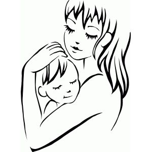 300x300 Mother With Child Stencil - Mother With Child Sketch