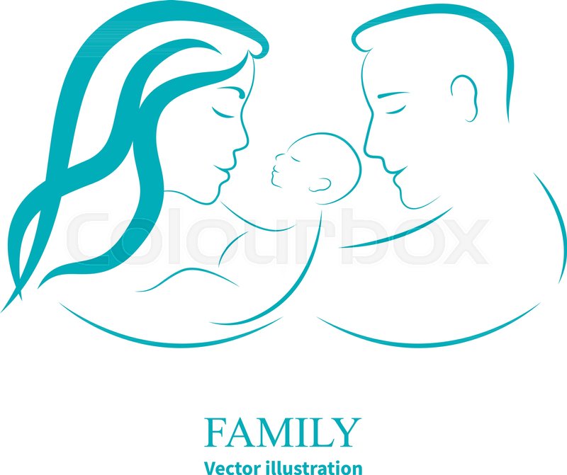 800x671 Vector Illustration Sketch Mom And Dad Holding A Small Child. Logo - Mother With Child Sketch