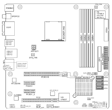 437x429 Hp And Compaq Desktop Pcs - Motherboard Sketch