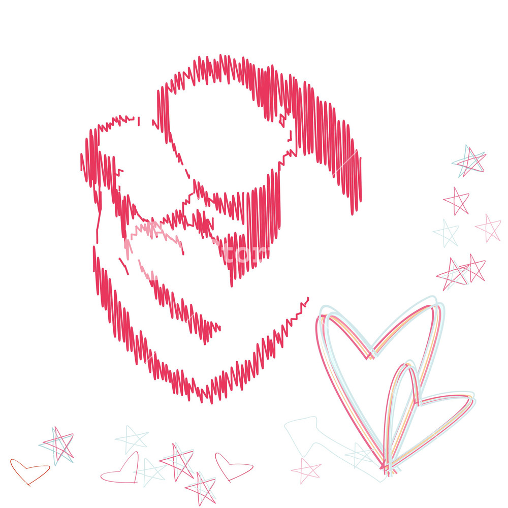 1000x1000 Happy Mothers Day Background With Pink Sketch Of A Mother With Her - Mothers Day Sketch