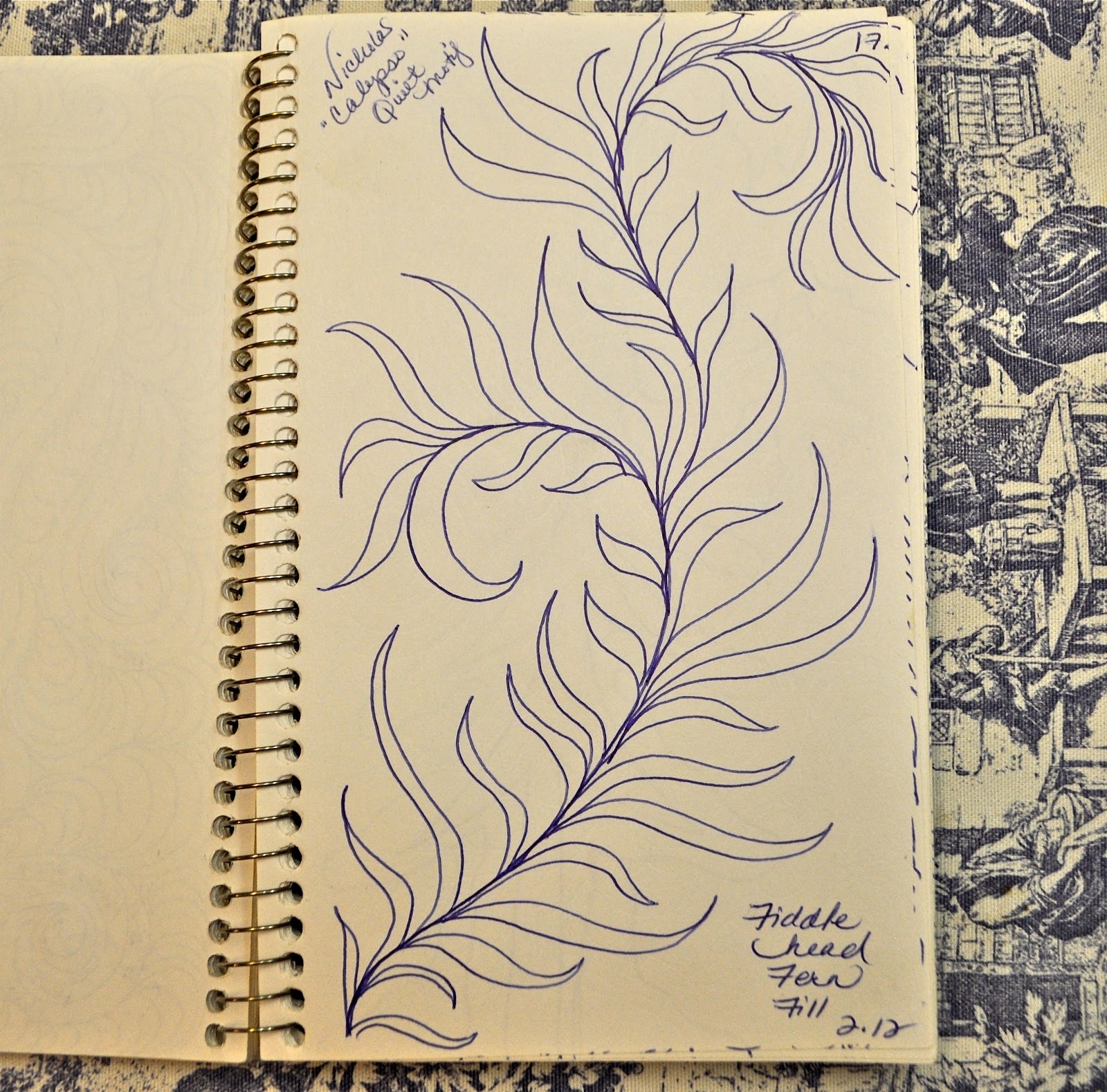 1600x1578 Luann Kessi Quilting Sketch Book......fern Motif - Motif Sketch