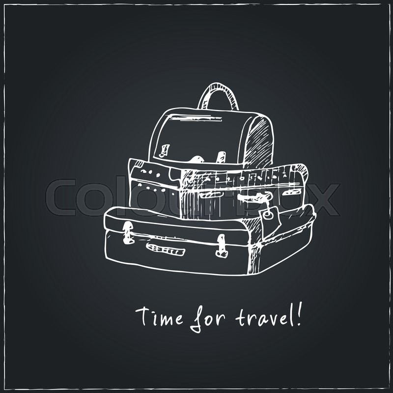 800x800 Time To Travel. Motivational Travel Poster With Suitcase. Travel - Motivational Sketches