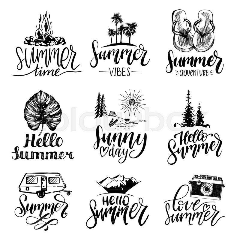 800x800 Vector Set Of Hand Lettering With Summer Motivational Phrases And - Motivational Sketches