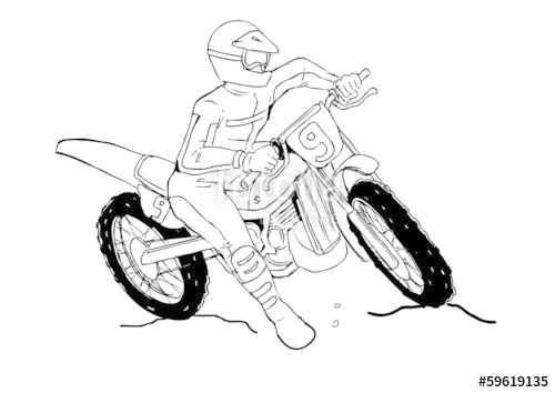 500x354 Sketch Illustration Of A Man On Motocross Stock Image And Royalty - Motocross Sketch
