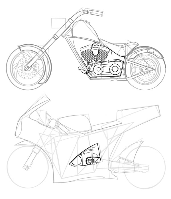 600x699 How To Draw Vehicles Motorcycles - Motor Sketch