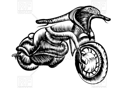 400x282 Sketch Of Modern Motorbike On White Baclground Vector Image - Motorbike Sketch