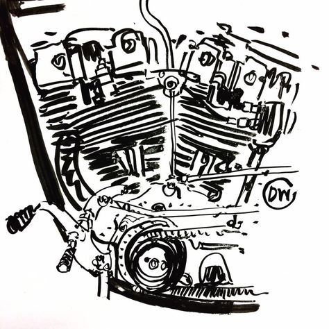 474x474 Harleydavidson - Motorcycle Engine Sketch