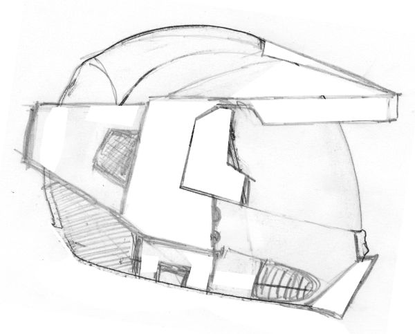 Halo Motorbike Helmet - Motorcycle Helmet Sketch. 