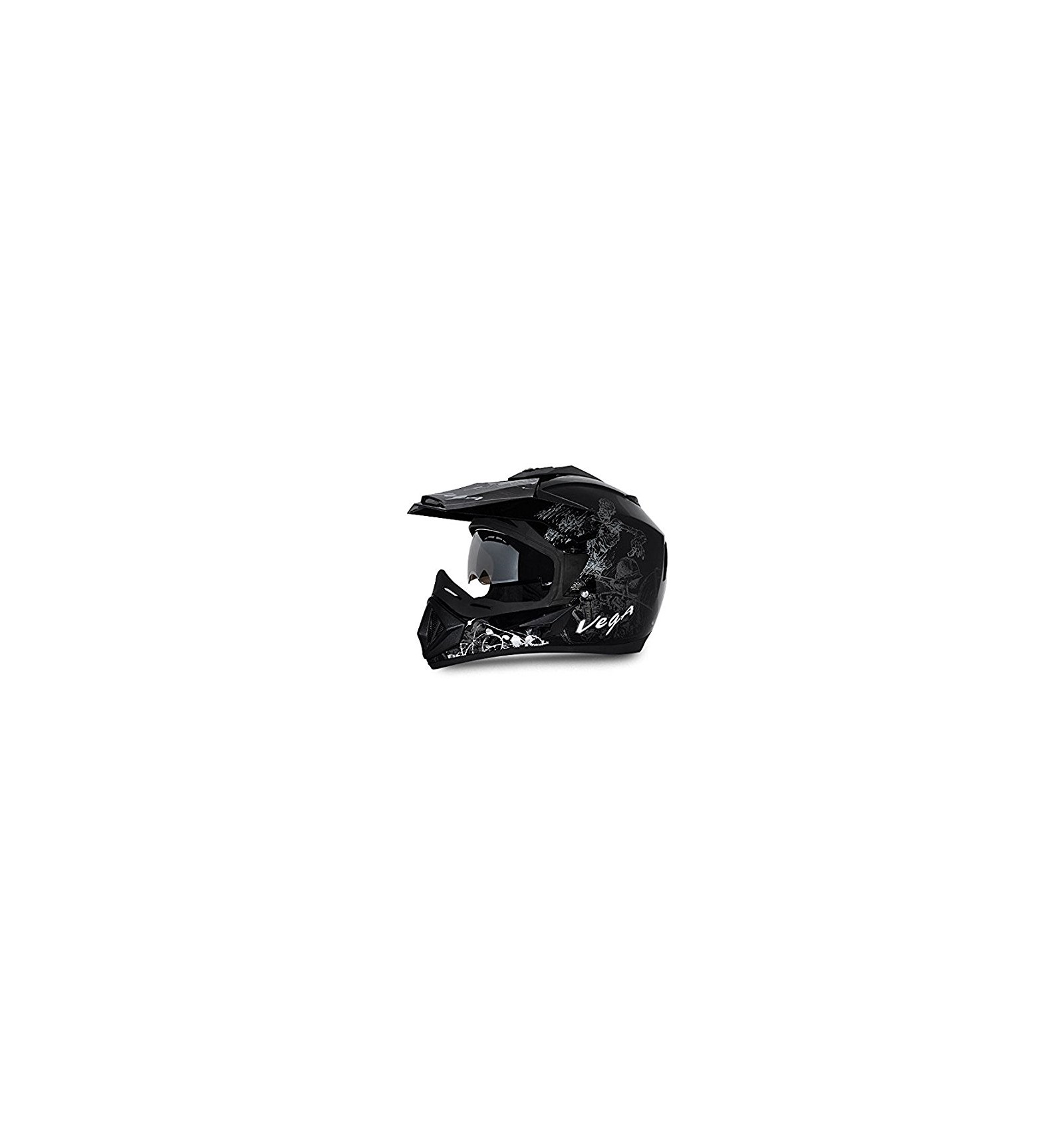 1600x1710 Vega Off Road Sketch Motorbike Helmet (Black Silver) - Motorcycle Helmet Sketch