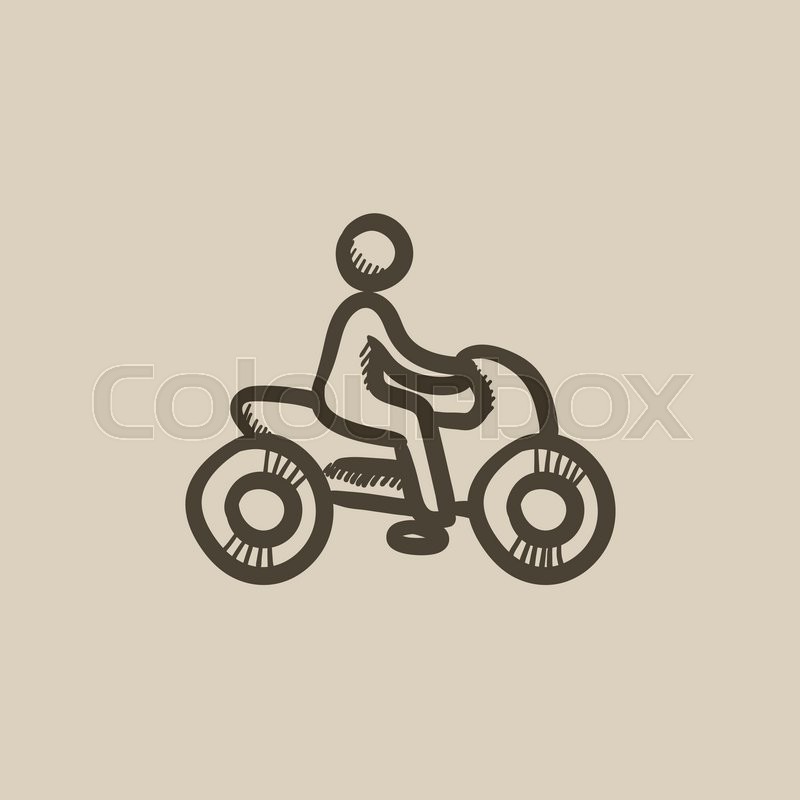 800x800 Man Riding Motorcycle Vector Sketch Icon Isolated On Background - Motorcycle Sketch