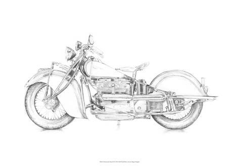 473x328 Motorcycle Sketch Ii Giclee Print By Megan Meagher - Motorcycle Sketch