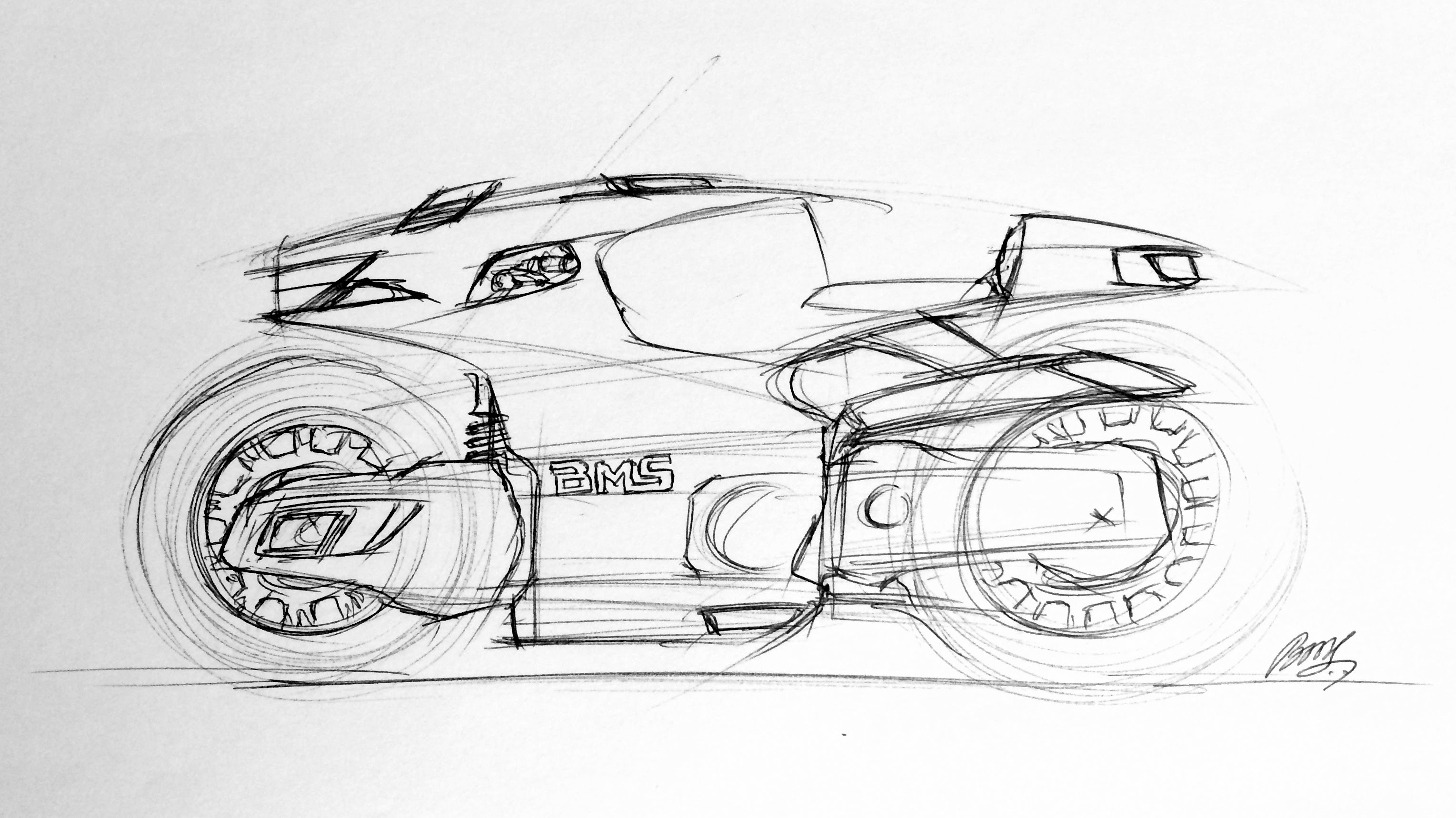 3058x1718 Bms Design Promo. Ft. Quick Motorcycle Sketch. - Motorcycle Sketch