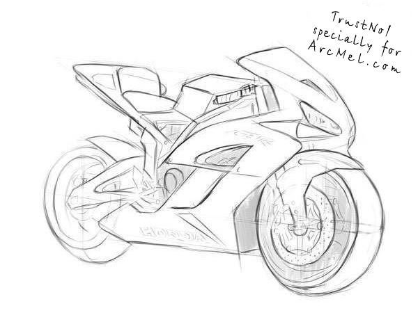 600x450 How To Draw A Motorbike Step By Step - Motorcycle Sketch Easy