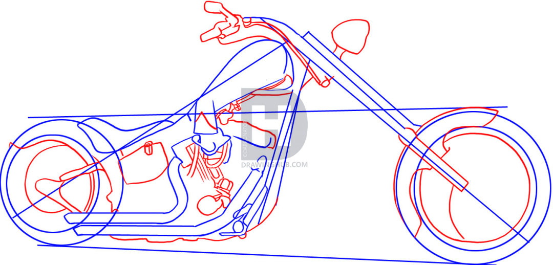 1080x518 How To Draw A Motorcycle, Step By Step, Drawing Guide, By - Motorcycle Sketch Easy