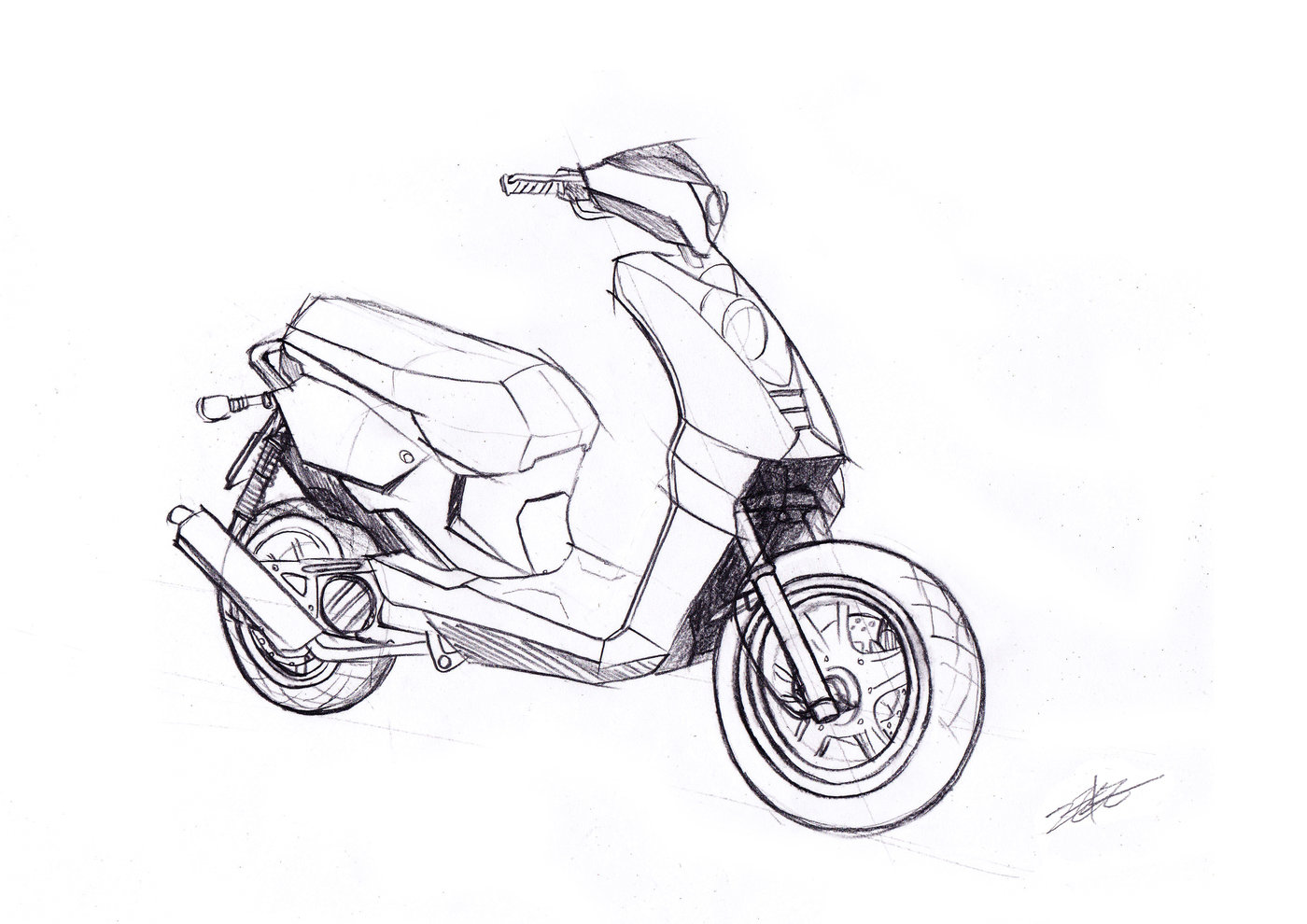 1400x990 Motorcycle Sketch And 2d Rendering By Minghsien Wu - Motorcycle Sketch Images