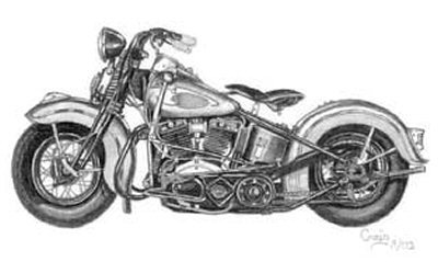 400x239 Vintage Motorcycle Pencil Sketch - Motorcycle Sketch Images
