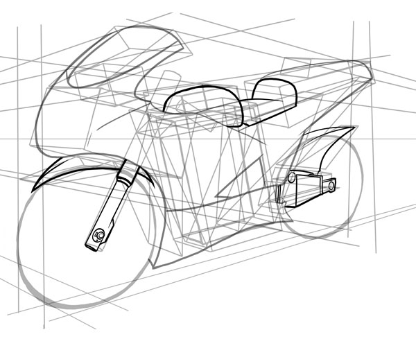 600x489 How To Draw Vehicles Motorcycles - Motorcycle Sketches Art