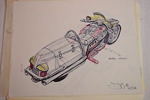 300x200 Vintage Original Art Drawings Sketches John Orfe - Motorcycle Sketches Art