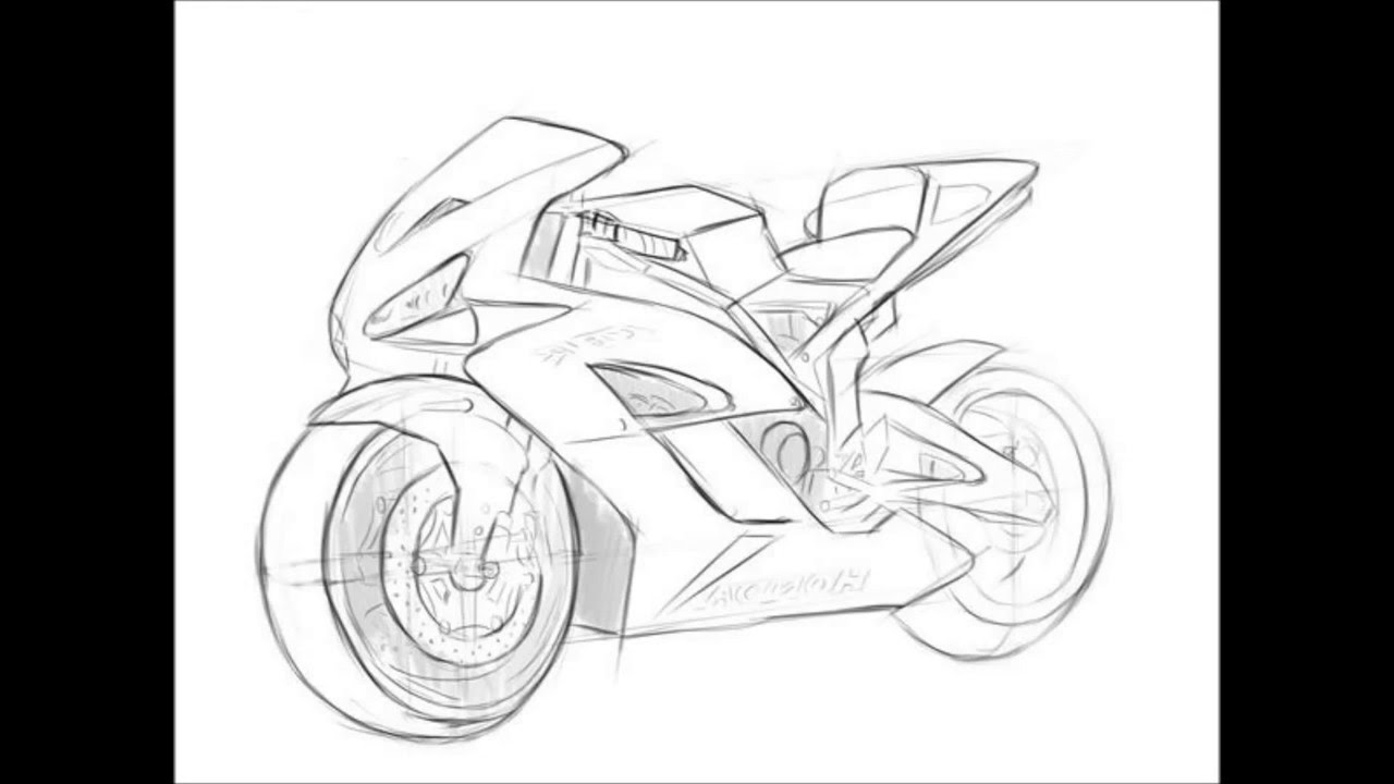 1280x720 How To Draw A Motorbike - Motorcycle Sketches Art