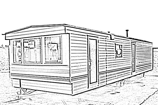 602x400 Mobile Home Sketch Image Sketch, Line Art Of A Mobile Home - Motorhome Sketch