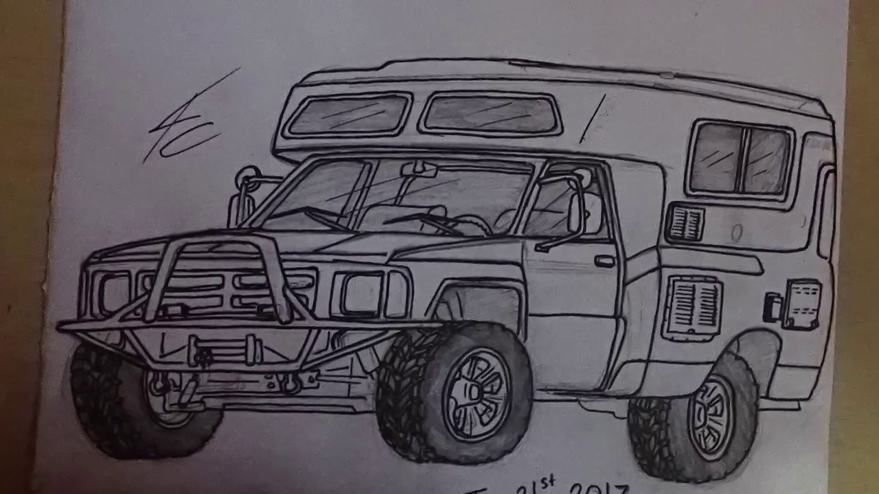 1280x720 Time Lapse Drawing Of My Dream Camper! 4x4 Toyota Chinook - Motorhome Sketch
