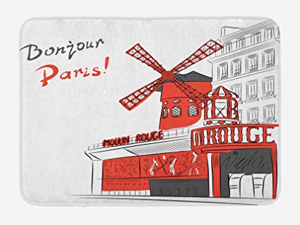 425x319 Ambesonne Paris Bath Mat, Sketch Art Of Urban - Moulin Rouge Sketch