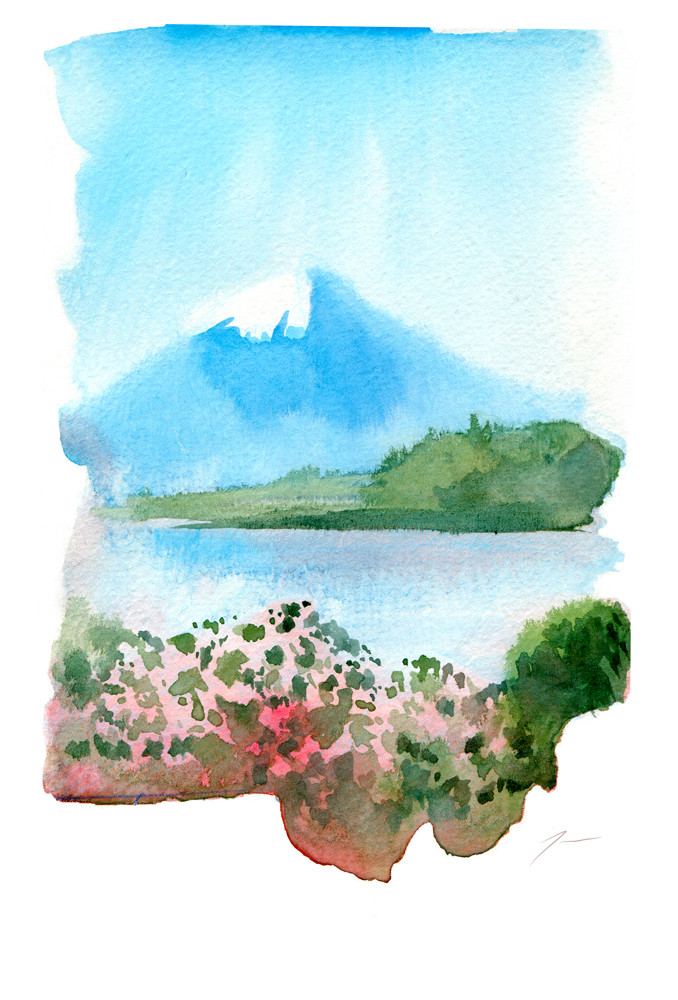 678x1000 Mt. Fuji Watercolor Sketch - Mount Fuji Sketch