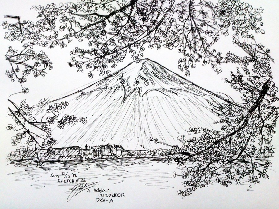  Mount  Fuji  Sketch at PaintingValley com Explore 