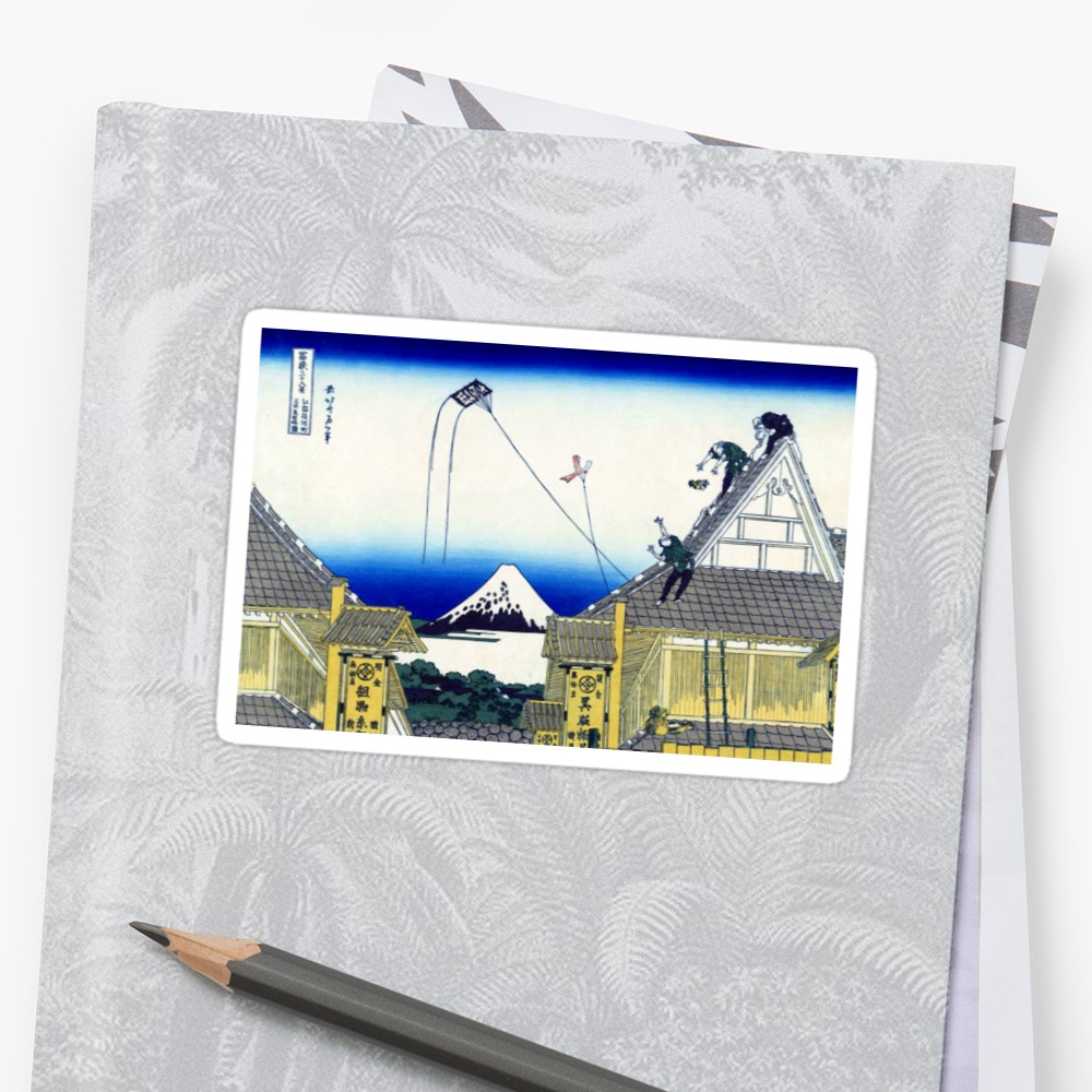 1000x1000 Vintage Sketch Of The Mitsui Shop Mount Fuji Stickers By - Mount Fuji Sketch