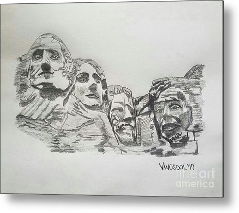 493x439 Mount Rushmore Graphite Pencil Sketch Metal Print By Scott D Van Osdol - Mount Rushmore Sketch