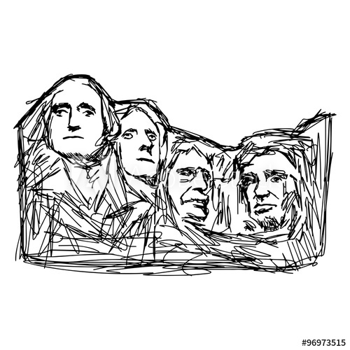 500x500 Illustration Vector Doodle Hand Drawn Of Sketch Mount Rushmore - Mount Rushmore Sketch