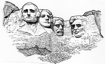 354x217 Art Amp Monument Rubber Stamps - Mount Rushmore Sketch